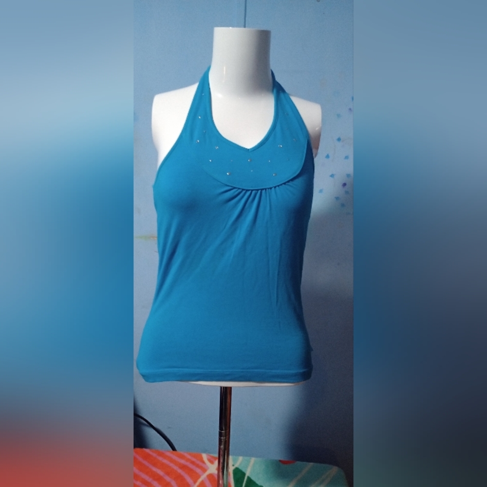 Blue halter top